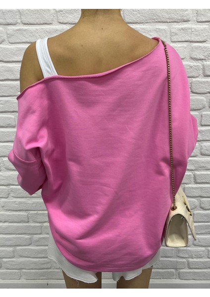 Kadın Pembe Oversize Sweatshirt – Baskılı Dudak Desenli, Sokak Stili, Rahat Kesim modelleri