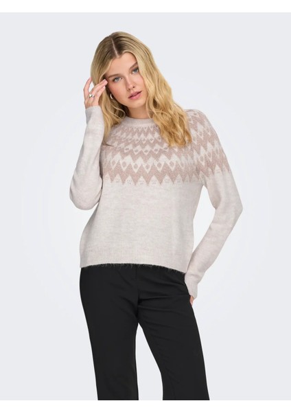 15350618 Onlfry Ls Jq Glıtter O-Neck cc Knt