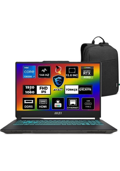Msı Msı Cyborg 15 A13VF-893XTR Intel Core I7 13620H 32GB 1tb SSD RTX4060 Windows 11 Pro 15.6" Fhd 144Hz Taşınabilir Bilgisayar