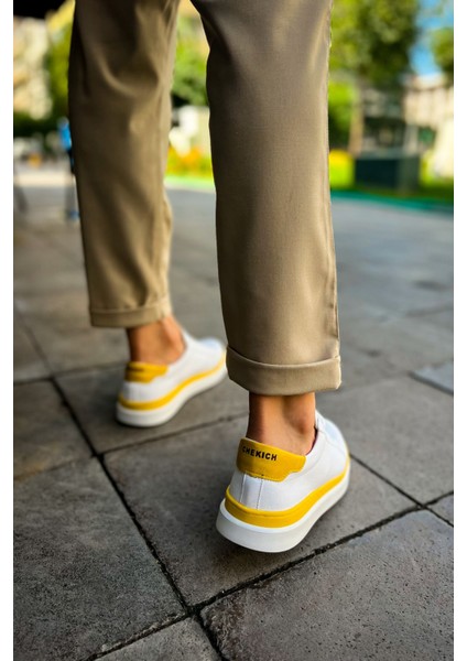 CH979 - Santoni Gbt Spor Erkek Ayakkabı Beyaz/sarı indirimleri
