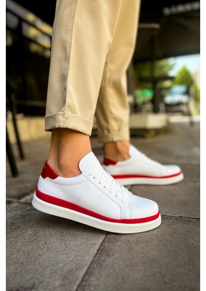 CH979 - Santoni Gbt Spor Erkek Ayakkabı Beyaz/kırmızı fırsatları