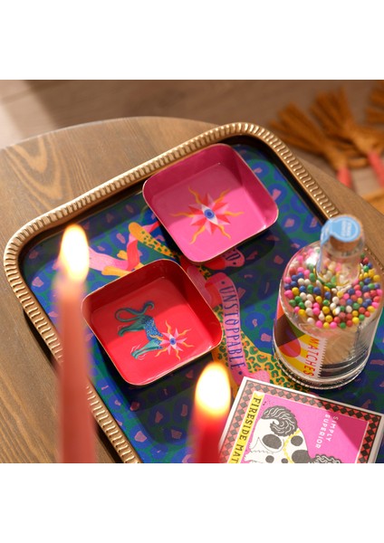 Nanpur Metal Dekoratif Tepsi 9X9X2 cm Kırmızı fiyatları