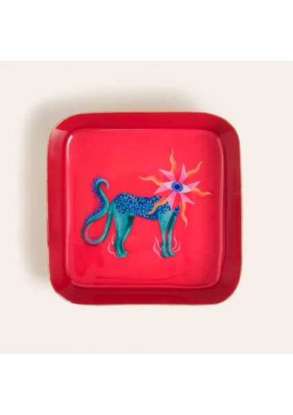 Nanpur Metal Dekoratif Tepsi 9X9X2 cm Kırmızı modelleri