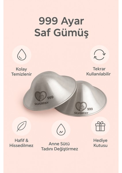 Gümüş Kapak 999 Ayar El Işçiliği – Göğüs Ucu Koruyucu- Yara Kalkanı