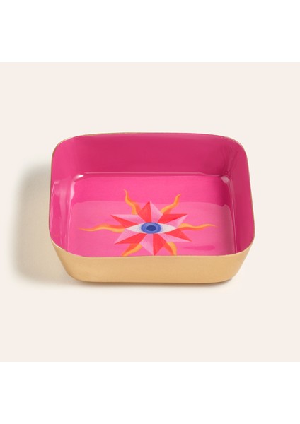 Nanpur Metal Dekoratif Tepsi 9X9X2 cm Pembe