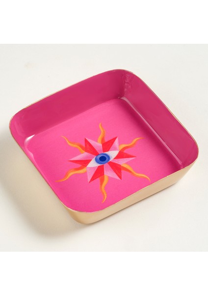 Nanpur Metal Dekoratif Tepsi 9X9X2 cm Pembe fırsatları