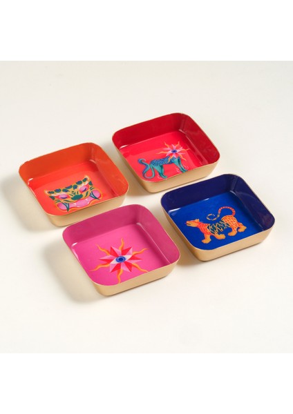 Nanpur Metal Dekoratif Tepsi 9X9X2 cm Pembe indirimleri