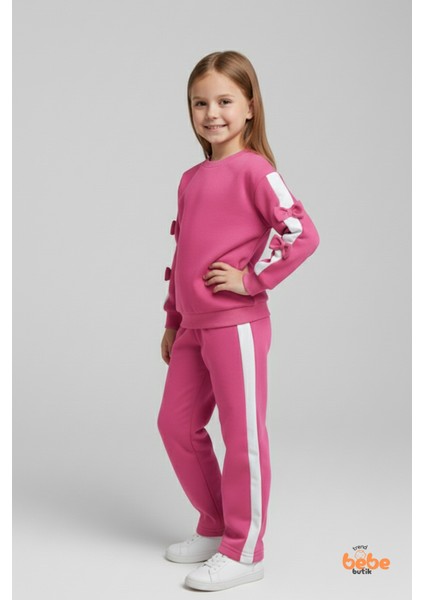 Kız Çocuk 2’li Fiyonklu Eşofman ve Pijama Takımı %100 Pamuklu Rahat Kumaş,şık ,günlük Eşofman Takımı fiyatları