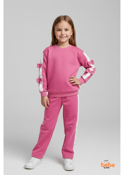 Kız Çocuk 2’li Fiyonklu Eşofman ve Pijama Takımı %100 Pamuklu Rahat Kumaş,şık ,günlük Eşofman Takımı modelleri