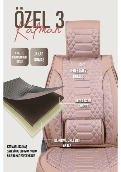 Suzuki Swift 2010-2014 Deri Oto Koltuk Kılıfı Ön Arka Set Bej Royal Seri Scr fırsatları