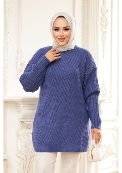 Lavanta Tesettür Triko Kazak Tunik 7852LV