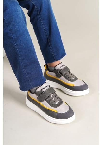 1015 - Star-X Çocuk Ayakkabı Gri Beyaz Sarı fiyatları