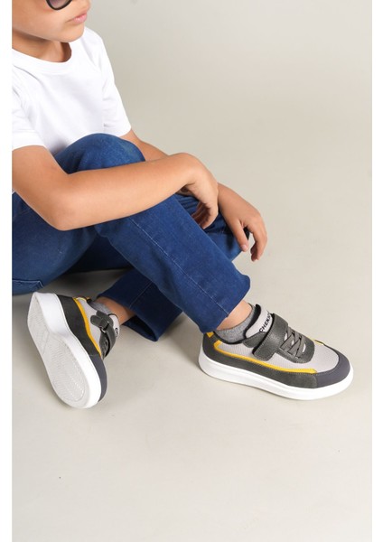 1015 - Star-X Çocuk Ayakkabı Gri Beyaz Sarı fırsatları