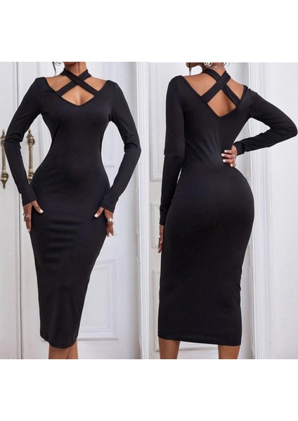 Sırt Dekolte Fırfırlı Maxi Boy Elbise fırsatları