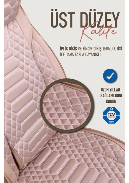 Seat Leon Sc Fr Deri Oto Koltuk Kılıfı Ön Arka Set Bej Royal Seri Scr