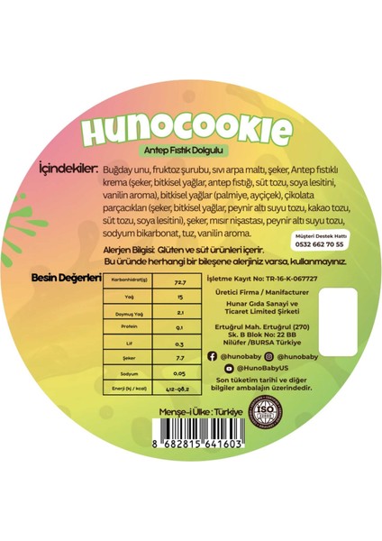 Hunocookie Antep Fıstık Dolgulu Cookie modelleri