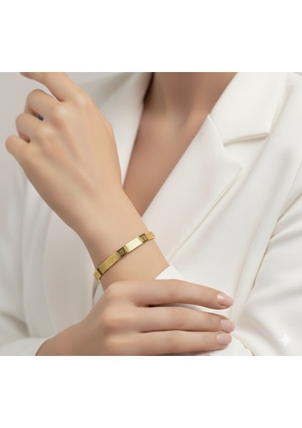 Italyan Charm Unisex Yazılı Paslanmaz Çelik Bileklik Kararmaz Her Bileğe Uygun Takı Modeli