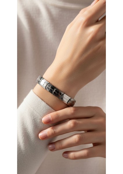 Italyan Charm Unisex Yazılı Paslanmaz Çelik Bileklik Kararmaz Her Bileğe Uygun Takı Modeli