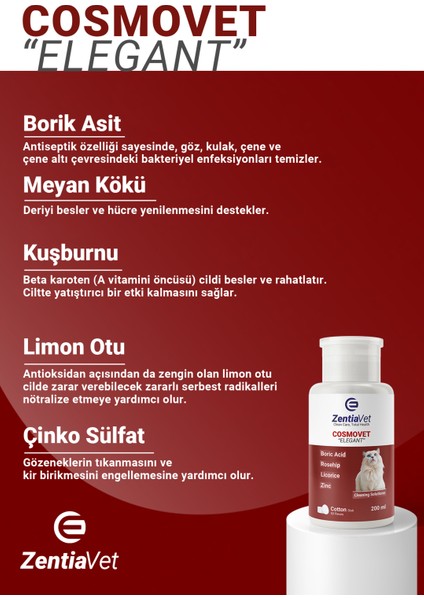 Cosmovet Elegant 200 ml Kedi Göz-Çene-Çene Altı ve Kulak Bakım Temizleme Solüsyonu fırsatları