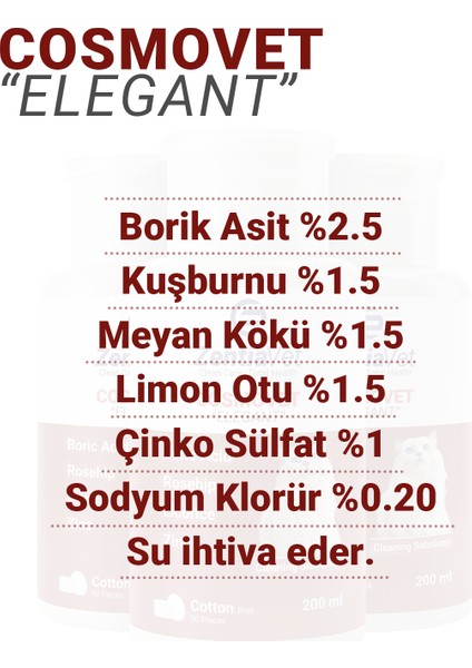 Cosmovet Elegant 200 ml Kedi Göz-Çene-Çene Altı ve Kulak Bakım Temizleme Solüsyonu indirimleri