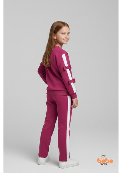 Kız Çocuk 2’li Fiyonklu Eşofman ve Pijama Takımı %100 Pamuklu Rahat Kumaş,şık ,günlük Eşofman Takımı indirimleri