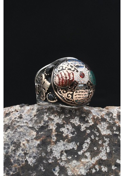 Özel Tasarım Nas ve Felak ve Ihlas Sureleri Mineli 925 Ayar Gümüş Erkek Yüzüğü 902326 modelleri