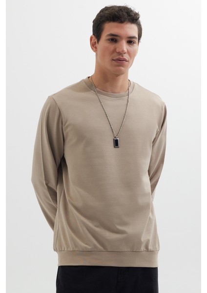 Erkek Relax Fit Rahat Kesim %100 Pamuk 2 Iplik Bisiklet Yaka taş Sweatshirt indirimleri