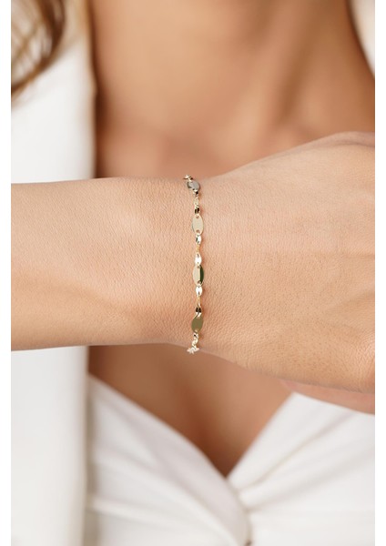 14 Ayar Altın Kalın Aynalı Zincir Bileklik