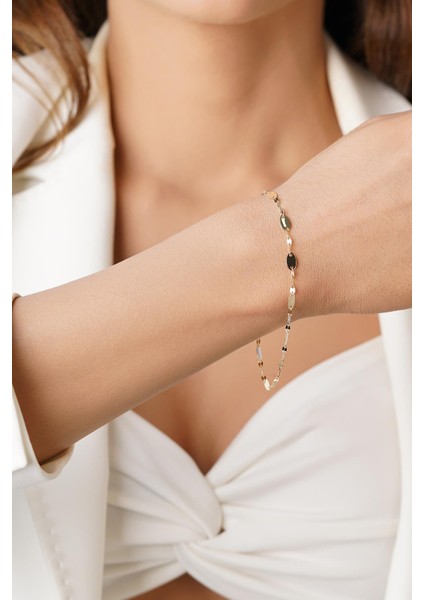 14 Ayar Altın Kalın Aynalı Zincir Bileklik modelleri