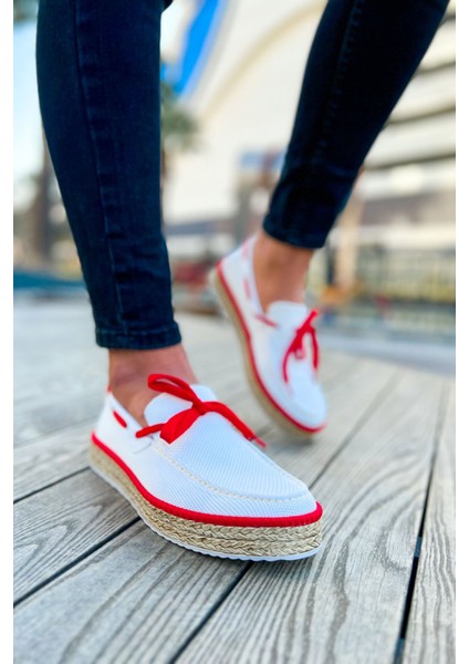 CH311 - Espadril Erkek Ayakkabı Beyaz/kırmızı fiyatları
