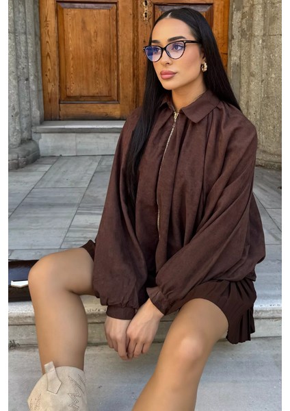 Kadın Yarasa Kol Oversize Süet Ceket P-00018860 modelleri