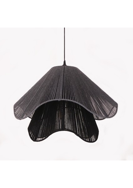 Mylamp Wave Makrome Ipli El Yapımı Sarkıt Lamba – Petrol Mavi 55X45 cm