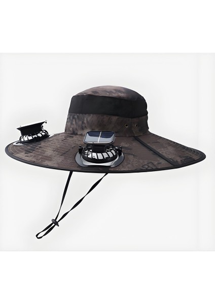 2 Fanlı ve Güneş Enerjili Geniş Kenarlı Açık Hava Şapkası (Yurt Dışından)