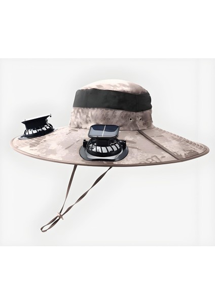 2 Fanlı ve Güneş Enerjili Geniş Kenarlı Açık Hava Şapkası (Yurt Dışından)