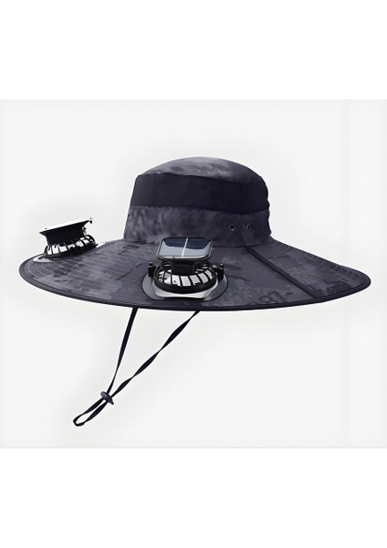 2 Fanlı ve Güneş Enerjili Geniş Kenarlı Açık Hava Şapkası (Yurt Dışından)