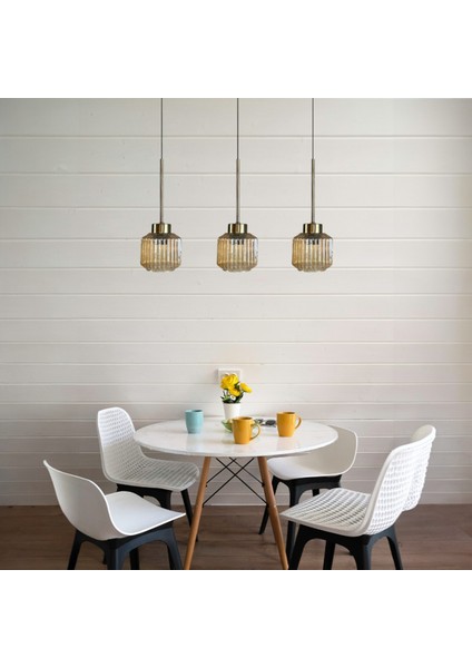 Jerno Cam Bal Rengi Üçlü Avize Ince Eskitme Başlık Retro Sarkıt Lamba Salon Aydınlatma fiyatları