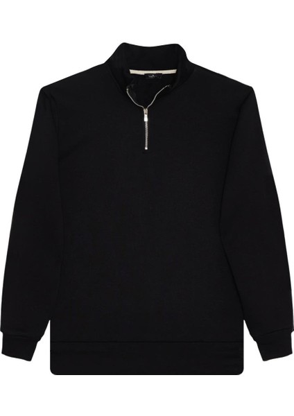 Unisex 3'lü Paket Siyah-Beyaz-Bordo Relax Fit Pamuklu Yarım Fermuarlı Dik Yaka Sweatshirt fiyatları