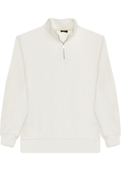 Unisex 3'lü Paket Siyah-Beyaz-Bordo Relax Fit Pamuklu Yarım Fermuarlı Dik Yaka Sweatshirt modelleri