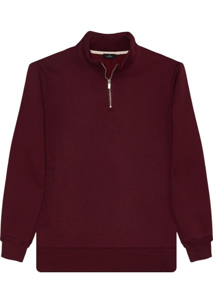 Unisex 3'lü Paket Siyah-Beyaz-Bordo Relax Fit Pamuklu Yarım Fermuarlı Dik Yaka Sweatshirt fırsatları