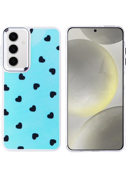 Samsung Galaxy S24 Fe / S25 Fe Kılıf Airbag Köşeli Parlak Kalp-Kelebek-Kiraz Desenli Hadra Kapak