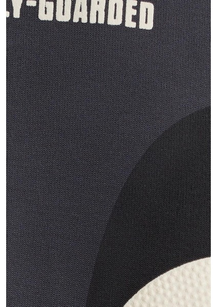 Erkek Relax Fit Rahat Kesim Pamuklu Lastikli Kol Bisiklet Yaka Baskılı Antrasit Sweatshirt