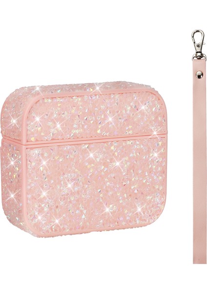 Apple Airpods 3. Nesil ile Uyumlu Kılıf Şık Simli Şeffaf Bilek Askı Aparatlı Case 45