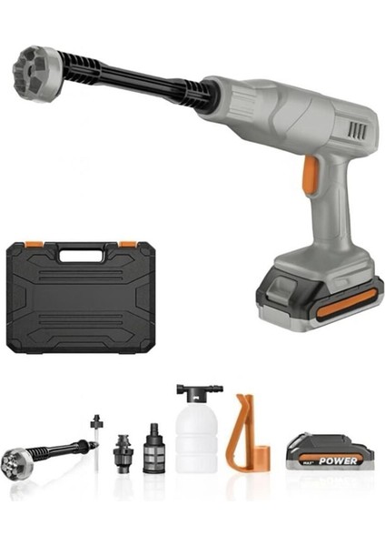 Şarjlı Basınçlı Araç Yıkama Makinesi | 175 Psı Güç | 2.7l/dk Su AKIŞI-21V Çift Batarya fiyatları
