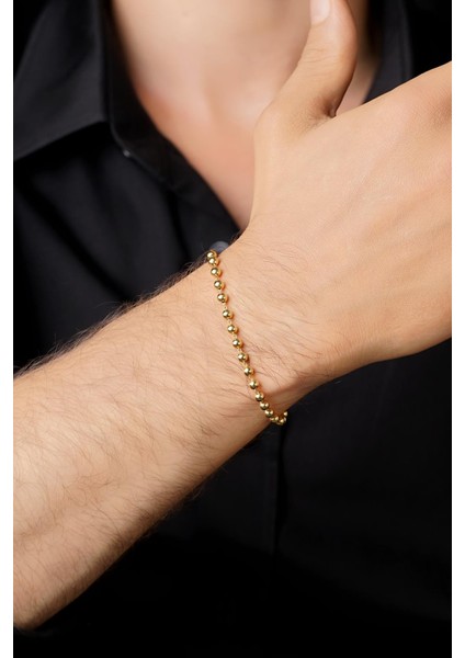 14 Ayar Altın Sıralı Topcuklar Bileklik Erkek modelleri