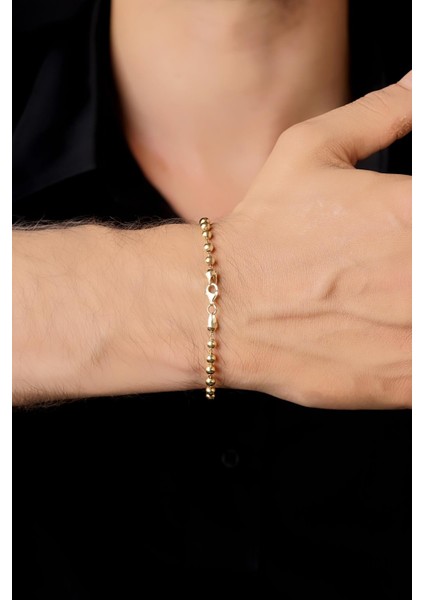 14 Ayar Altın Sıralı Topcuklar Bileklik Erkek fırsatları