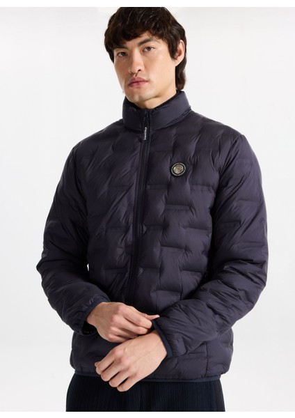 D5WM-MNT3306 Lacivert Kapitone Erkek Mont modelleri