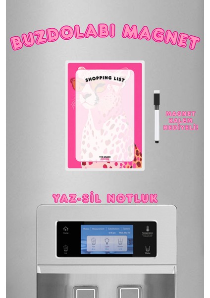 Yaz Sil Notluk Gözlüklü Leopar Shopping List Buzdolabı Notluk Mutfak Liste Panosu Ev Dekorasyon fiyatları