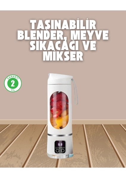 Buğz Şarjlı Blender – 12 Bıçaklı, 450 ml Kapasiteli, Taşınabilir Tip-C Mikser