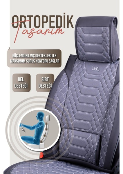 Fiat Marea Deri Oto Koltuk Kılıfı Ön Arka Takım Füme Royal Serisi Scr