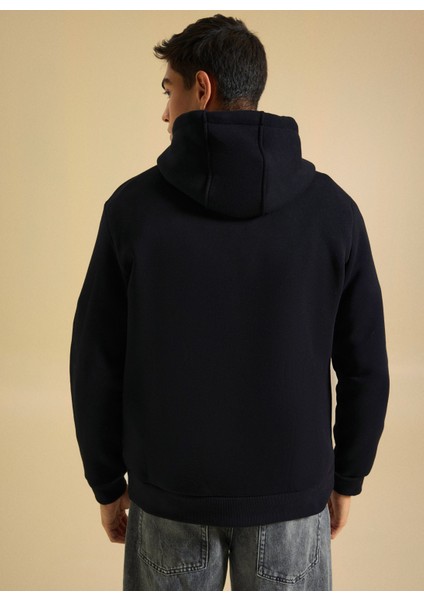 Bisiklet Yaka Düz Siyah Erkek Sweatshırt PBF5WM-SWT 5056